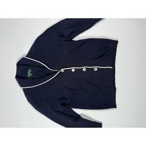 Lauren Ralph Lauren Navy Blue Cotton Cardigan Sweater Size L